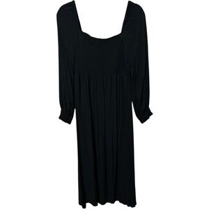 The Drop Black Midi Sundress with Bishop Sleeves‎ and Square Neck